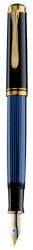 Ручка перьевая Pelikan Souveraen M 400 (PL994947) черный/синий M перо золото 14K покрытое родием подар.кор.