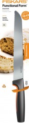 Нож кухонный Fiskars Functional Form 1057538 стальной для хлеба лезв.213мм серрейт. заточка черный/оранжевый