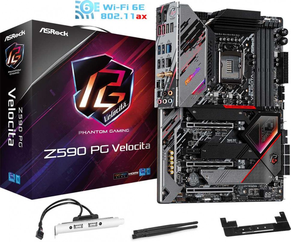 Материнская плата Asrock Z590 PG VELOCITA Soc-1200 Intel Z590 4xDDR4 ATX AC`97 8ch(7.1) 1 x 2.5Gigabit + Gigabit Ethernet RAID+HDMI+DP