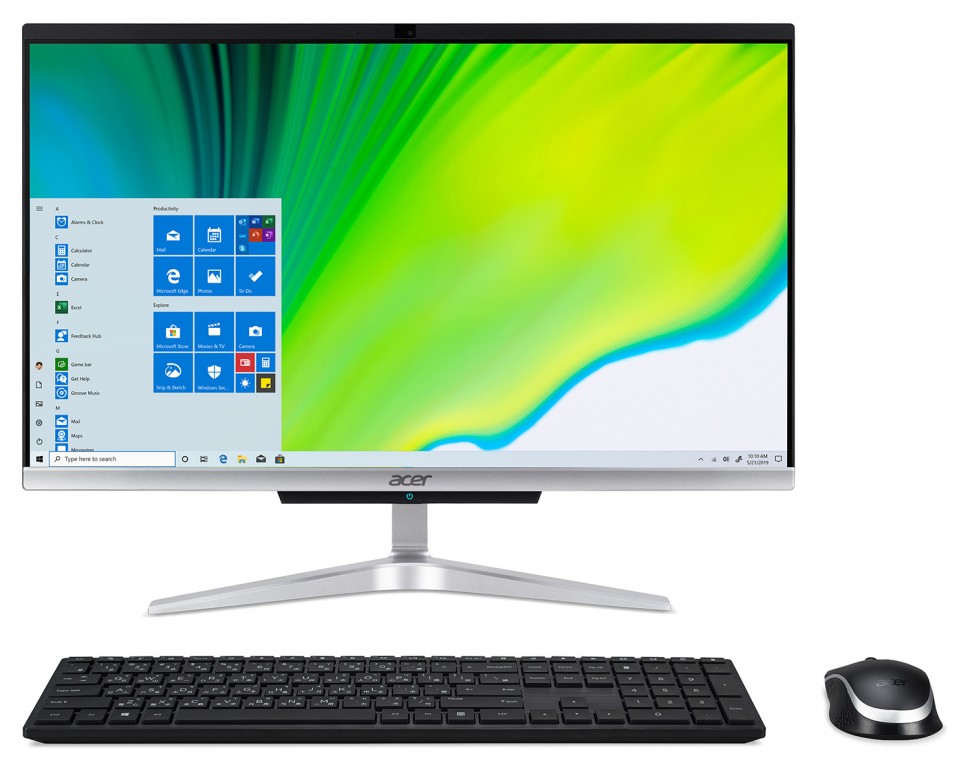 Моноблок Acer Aspire C22-963 21.5" Full HD i5 1035 G1 (1)/8Gb/SSD256Gb/UHDG/Windows 10 Home/GbitEth/WiFi/BT/65W/клавиатура/мышь/серебристый 1920x1080