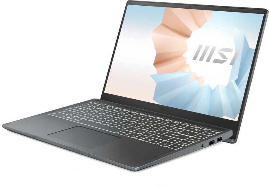 Ноутбук MSI Modern 14 B4MW-417XRU Ryzen 5 4500U/8Gb/SSD256Gb/AMD Radeon/14"/IPS/FHD (1920x1080)/Free DOS/grey/WiFi/BT/Cam