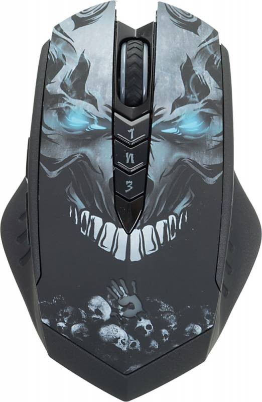 Мышь A4Tech Bloody R8 metal feet Skull design черный оптическая (4000dpi) беспроводная USB3.0 (8but)