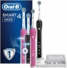 Набор электрических зубных щеток Oral-B Smart 4 4900 черный/розовый