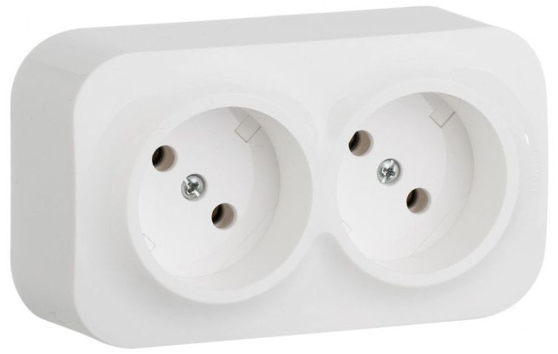 Блок силовая (2 розетки) Legrand Quteo (782212) откр. IP20 белый