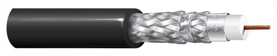 Кабель коаксиальный Belden 3092A 0101000 RG-6 F/FTP индивидуальный и общий экран 75Om PVC 305м черный