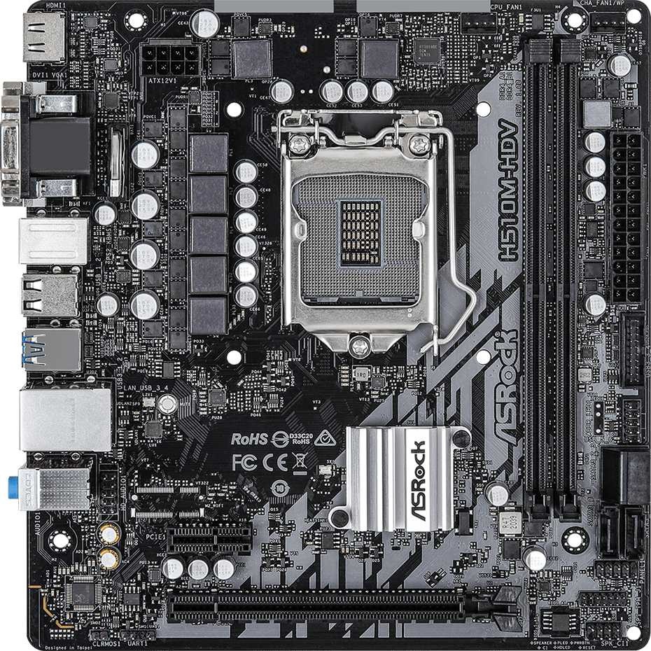 Материнская плата Asrock H510M-HDV Soc-1200 Intel H510 2xDDR4 mATX AC`97 8ch(7.1) GbLAN+VGA+DVI+HDMI