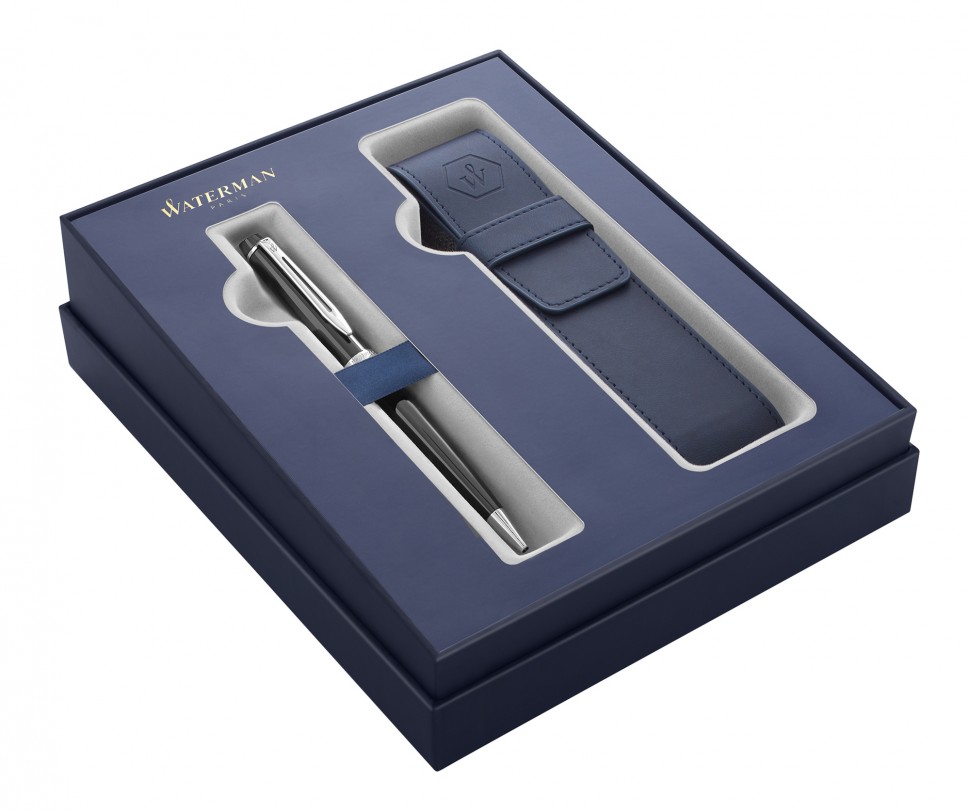 Набор Waterman Expert GIFT 20 (2122198) Black CT ручка шариковая M синие чернила в компл.:чехол для ручки подар.кор.