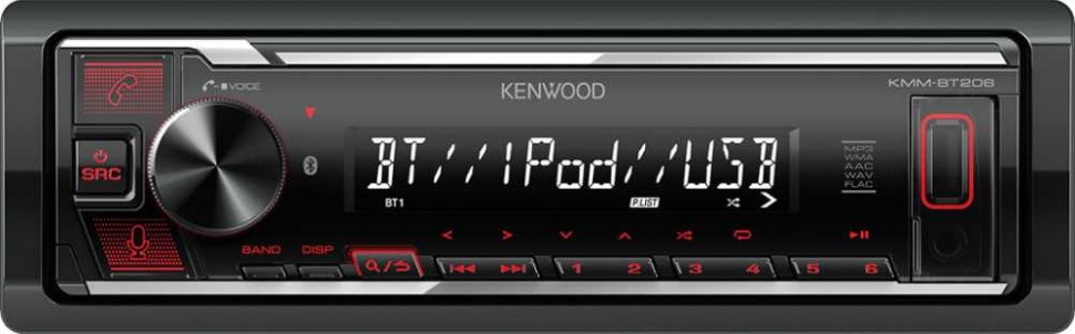 Автомагнитола Kenwood KMM-BT206 1DIN 4x50Вт