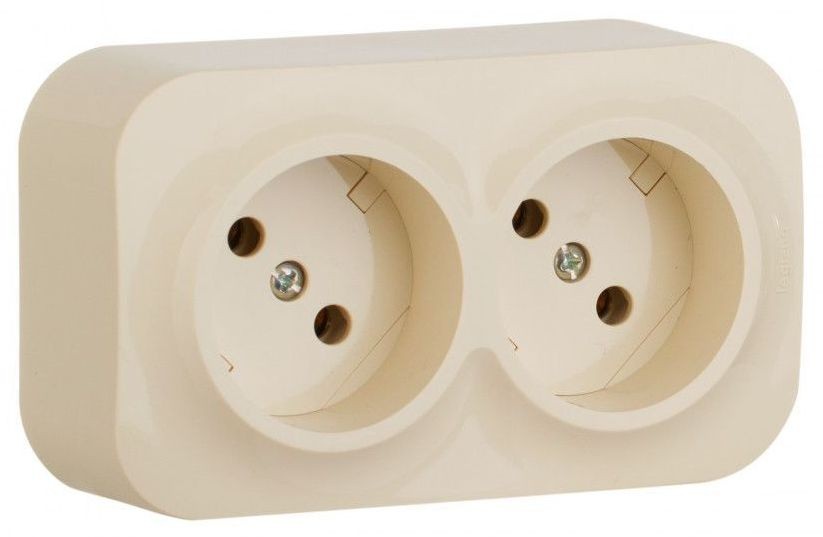 Блок силовая (2 розетки) Legrand Quteo (782242) IP20 слоновая кость