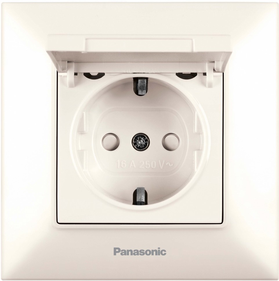 Розетка силовая Panasonic Arkedia Slim (WNTC02102BG-RU) скрыт. зазем. штор. крыш. IP20 бежевый (упак.:1шт)