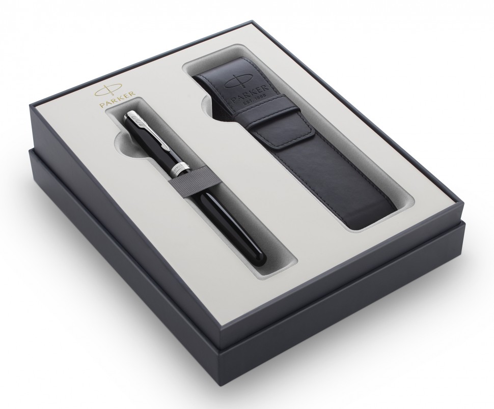 Набор Parker Sonnet GIFT 20 (2121709) Black CT ручка перьевая M черные чернила в компл.:чехол для ручки подар.кор.