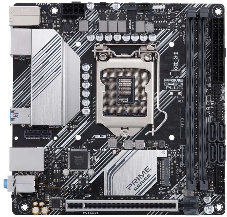 Материнская плата Asus PRIME B460I-PLUS Soc-1200 Intel B460 2xDDR4 mini-ITX AC`97 8ch(7.1) GbLAN RAID+HDMI+DP