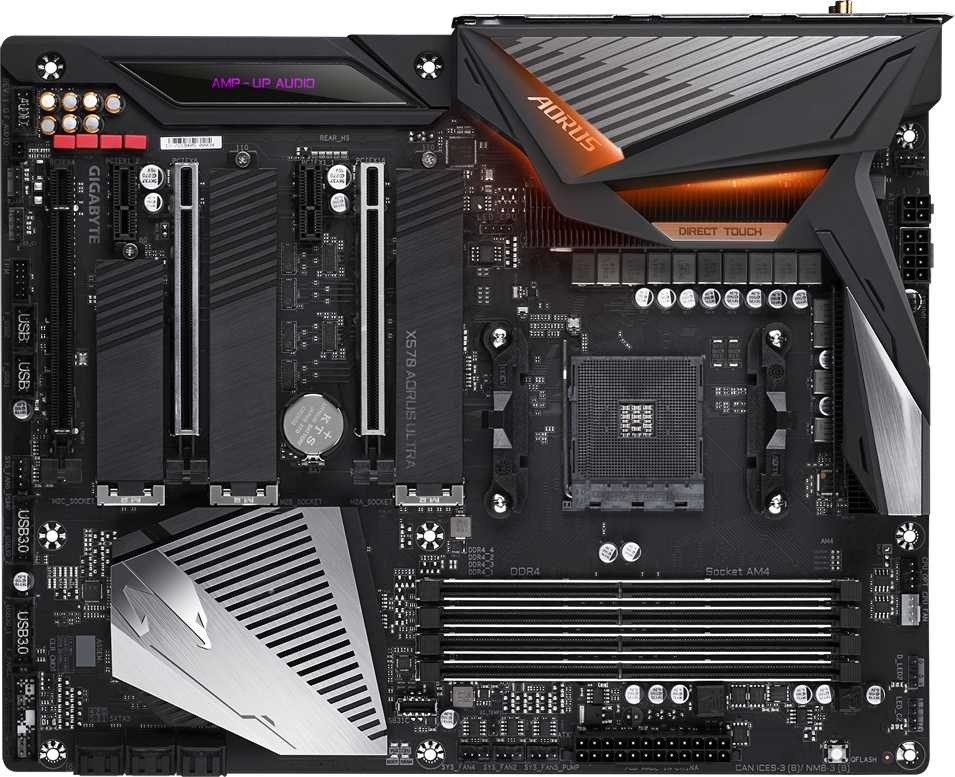 Материнская плата Gigabyte X570 AORUS ULTRA Soc-AM4 AMD X570 4xDDR4 ATX AC`97 8ch(7.1) GbLAN RAID+HDMI+DP