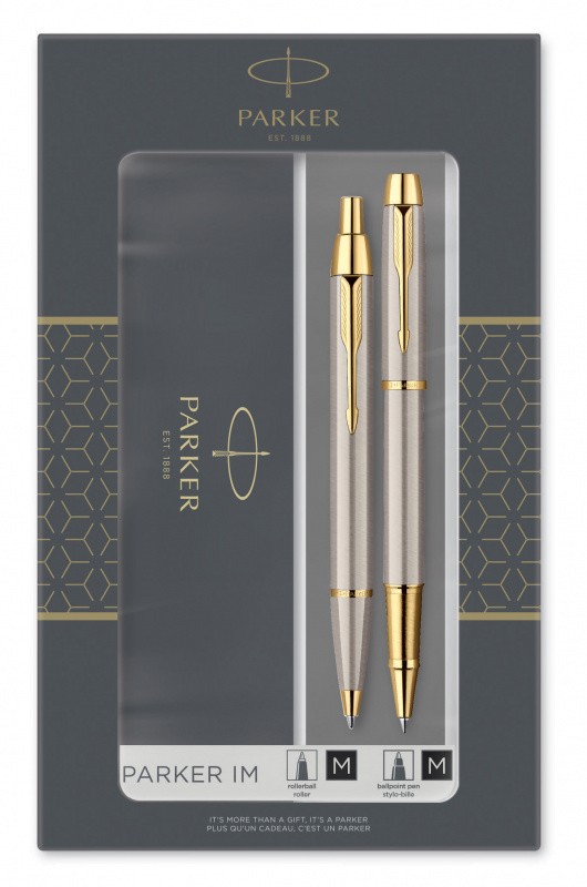 Набор Parker IM Core TK223 (2093217) Brushed Metal GT ручка роллер, ручка шариковая подар.кор.