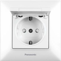 Розетка силовая Panasonic Arkedia Slim (WNTC02102WH-RU) скрыт. зазем. штор. крыш. IP20 белый (упак.:1шт)