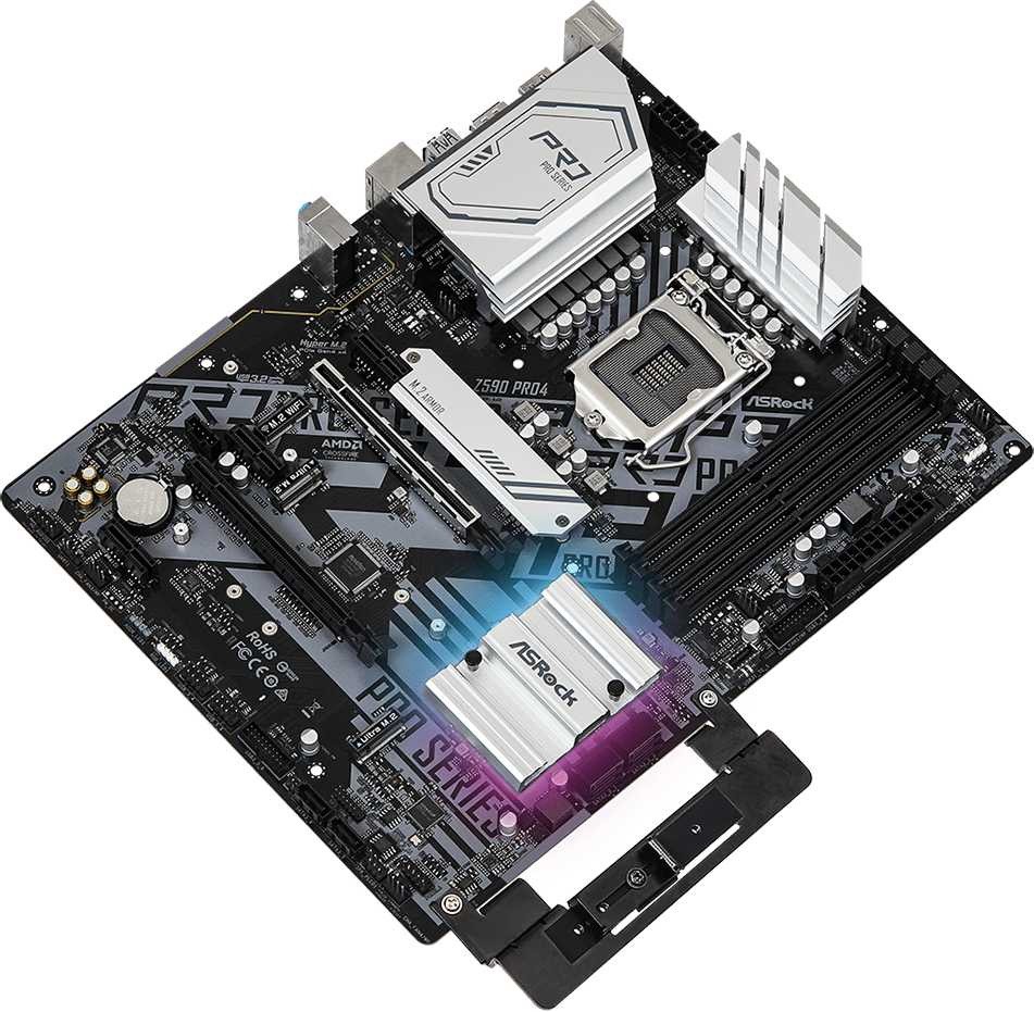 Материнская плата Asrock Z590 PRO4 Soc-1200 Intel Z590 4xDDR4 ATX AC`97 8ch(7.1) 2.5Gg RAID+HDMI+DP