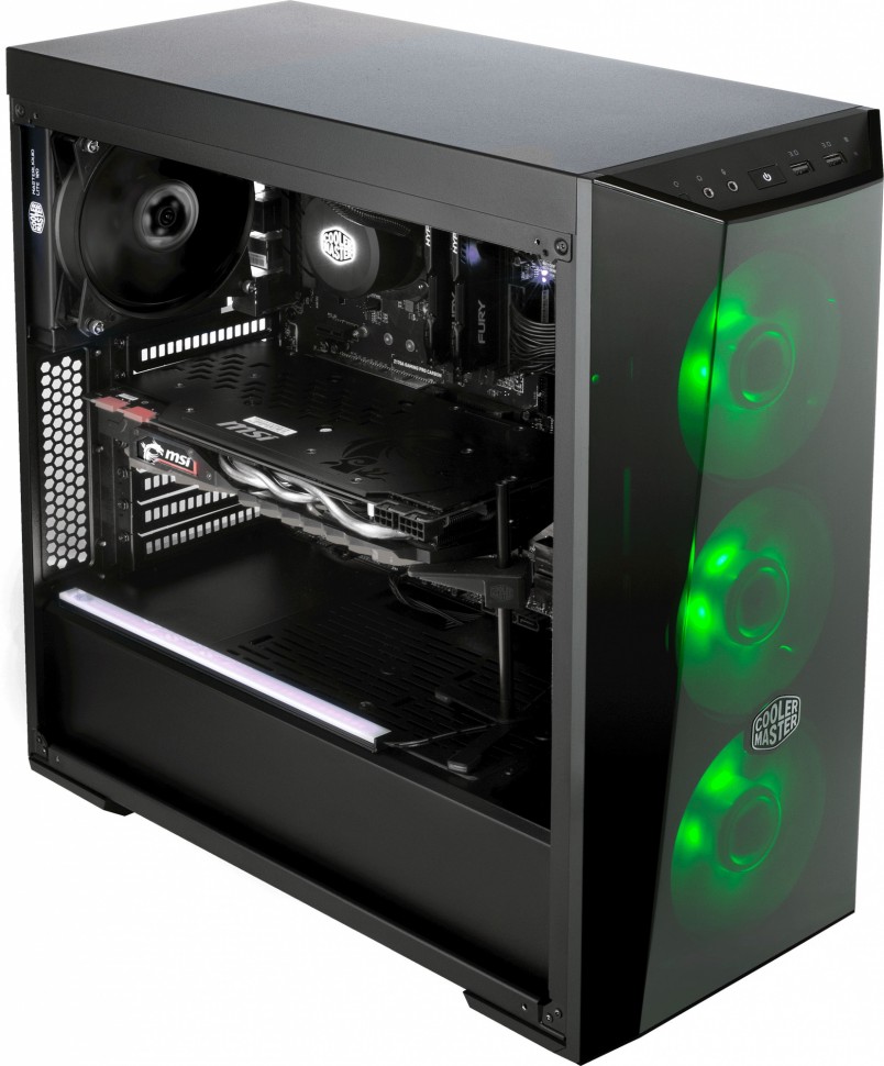 Корпус Cooler Master MasterBox Lite 5 RGB черный без БП ATX 2x140mm 2xUSB3.0 audio bott PSU
