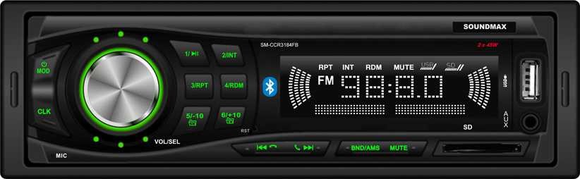 Автомагнитола Soundmax SM-CCR3184FB 1DIN 2x45Вт