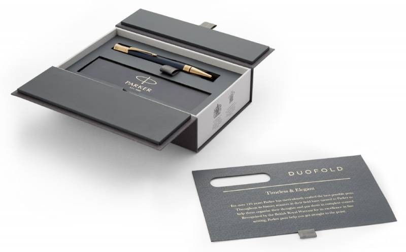 Ручка шариковая Parker Duofold K307 Prestige (1931373) Blue Chevron GT M черные чернила подар.кор.