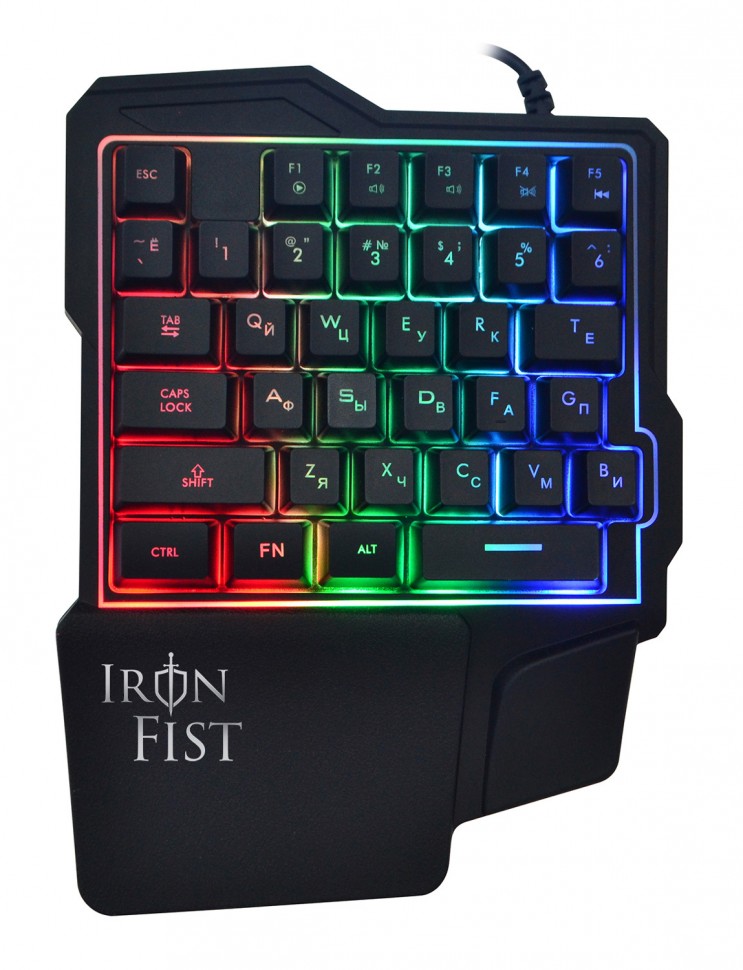 Игровой блок Оклик 701G IRON FIST черный USB for gamer LED (подставка для запястий)