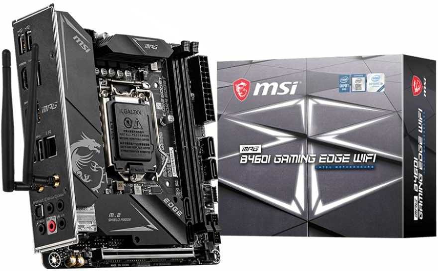 Материнская плата MSI MPG B460I GAMING EDGE WIFI Soc-1200 Intel B460 2xDDR4 mini-ITX AC`97 8ch(7.1) 2.5Gg RAID+HDMI+DP
