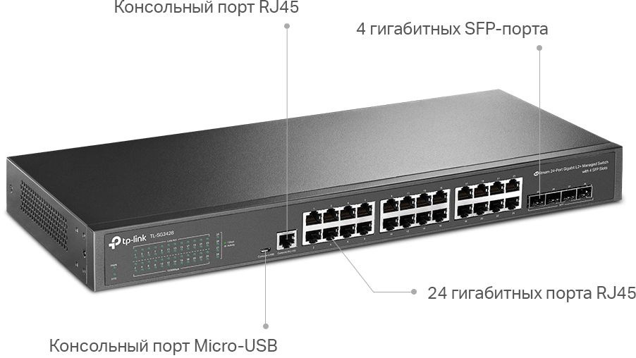 Коммутатор TP-Link JetStream TL-SG3428 24G 4SFP управляемый