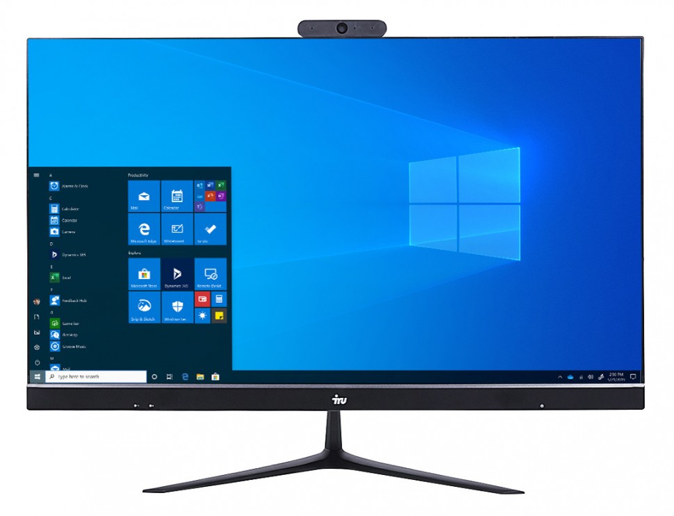 Моноблок IRU Office P2312 23.8" Full HD PG G5420 (3.8)/4Gb/SSD120Gb/UHDG 610/Windows 10 Professional 64/GbitEth/WiFi/BT/120W/Cam/черный 1920x1080/(RUS)