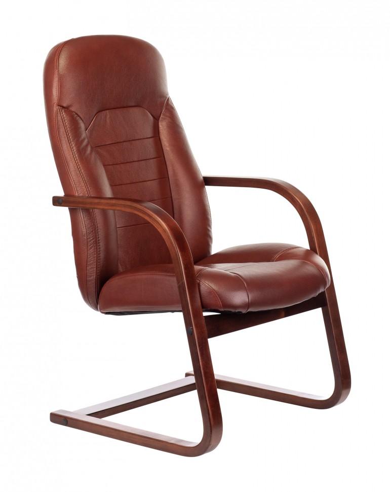 Кресло Бюрократ T-9923WALNUT-AV светло-коричневый Leather Eichel кожа полозья дерево