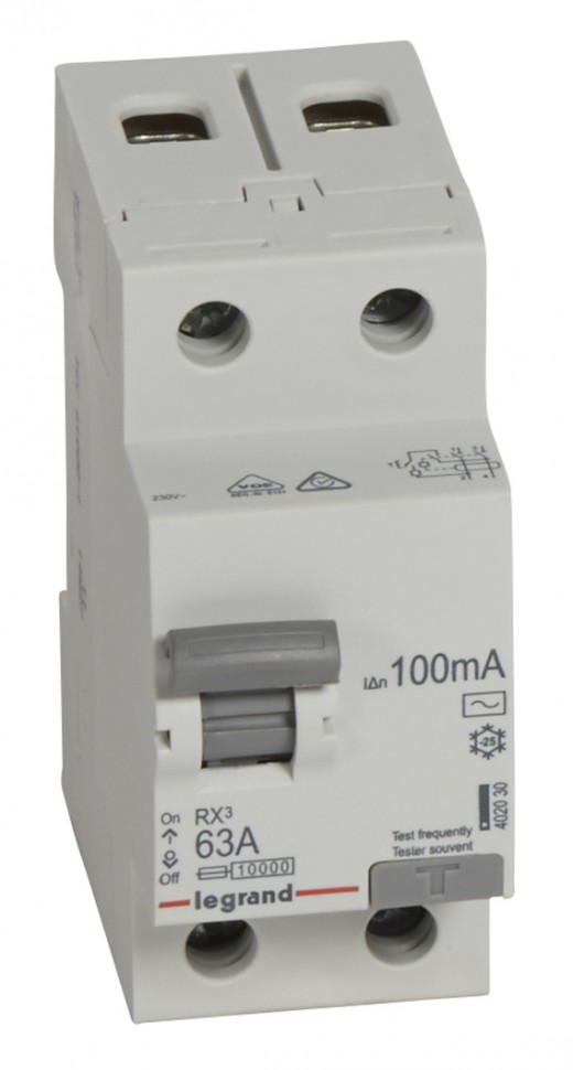 Выключатель дифф. тока Legrand RX3 402030 63A 100мА AC 2П 230В 2мод