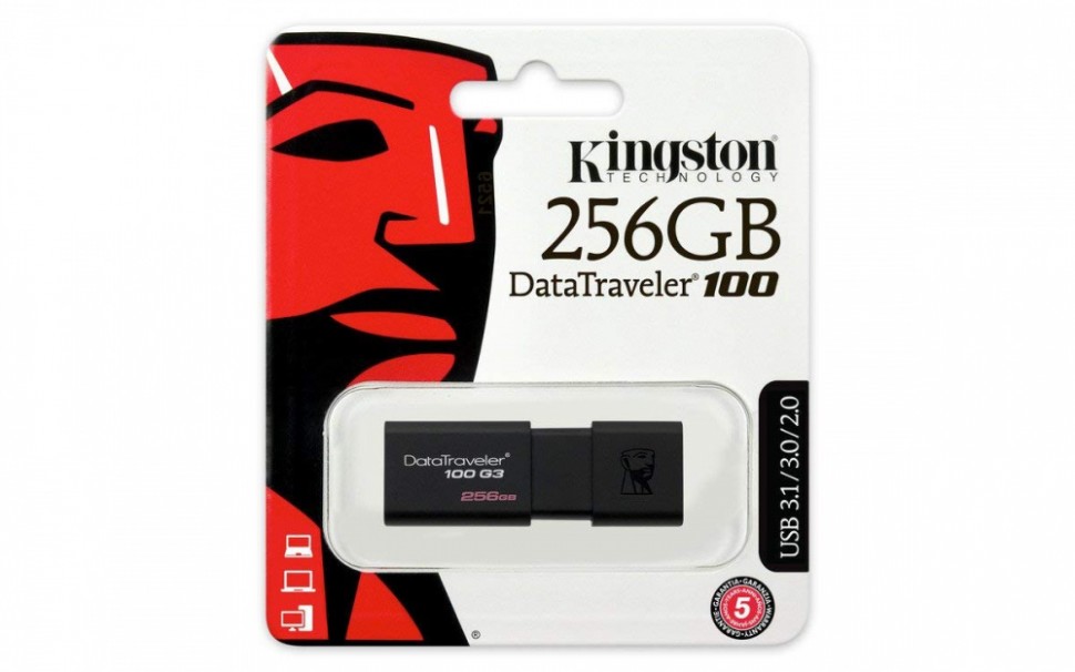 Флеш Диск Kingston 256Gb DataTraveler 100 G3 DT100G3/256GB USB3.0 черный