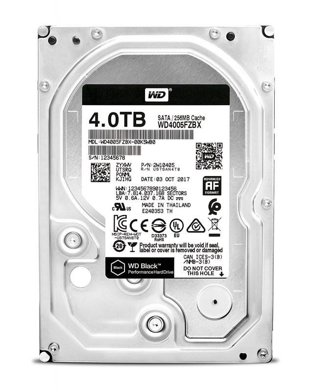 Жесткий диск WD Original SATA-III 4Tb WD4005FZBX Black (7200rpm) 256Mb 3.5"