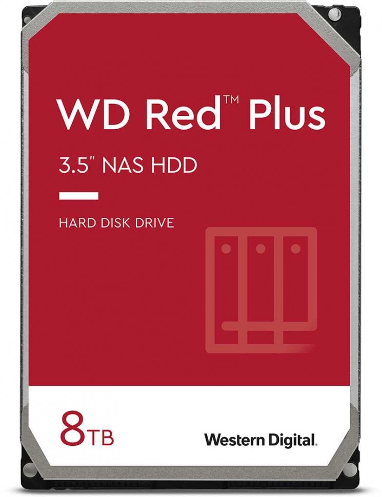Жесткий диск WD Original SATA-III 8Tb WD80EFBX NAS Red Plus (7200rpm) 256Mb 3.5"