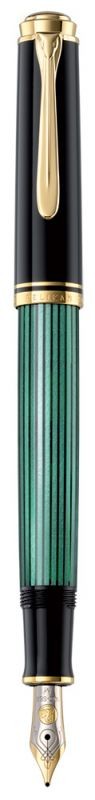 Ручка перьевая Pelikan Souveraen M 400 (PL994855) черный/зеленый F перо золото 14K покрытое родием подар.кор.