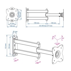 Кронштейн для телевизора Kromax DIX-15W белый 15"-28" макс.30кг настенный поворот и наклон
