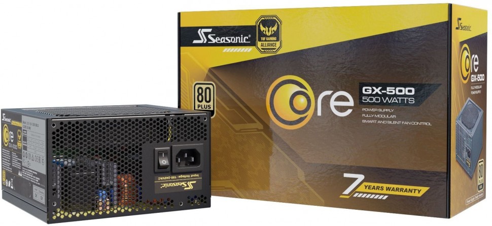 Блок питания Seasonic ATX 500W CORE GX-500 (SSR-500LX) 80+ gold (24+4+4pin) APFC 120mm fan 6xSATA Cab Manag RTL