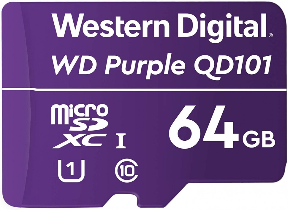 Флеш карта microSDXC 64Gb Class10 WD WDD064G1P0C Purple w/o adapter