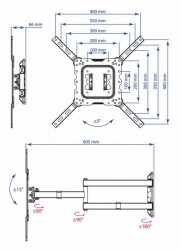 Кронштейн для телевизора Kromax DIX-18 черный 22"-55" макс.40кг настенный поворот и наклон
