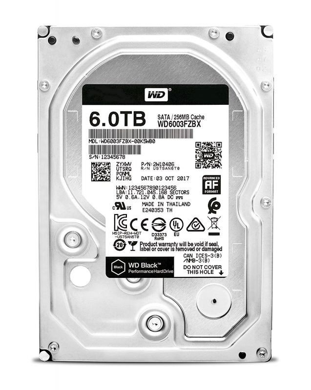 Жесткий диск WD Original SATA-III 6Tb WD6003FZBX Black (7200rpm) 256Mb 3.5"