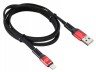 Кабель Digma USB (m)-Lightning (m) 1.2м черный/красный плоский