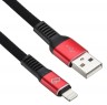 Кабель Digma USB (m)-Lightning (m) 1.2м черный/красный плоский