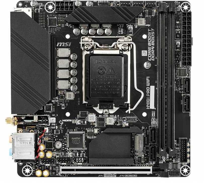 Материнская плата MSI H410I PRO WIFI Soc-1200 Intel H410 2xDDR4 mini-ITX AC`97 8ch(7.1) GbLAN+HDMI+DP