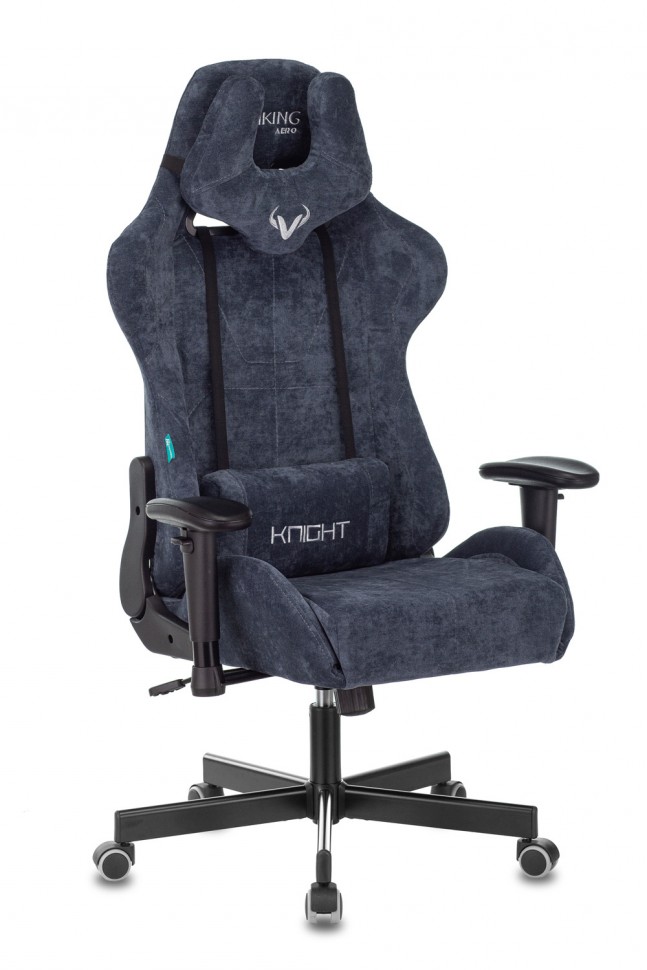 Кресло игровое Zombie VIKING KNIGHT Fabric синий Light-27 с подголов. крестовина металл