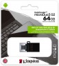 Флеш Диск Kingston 64Gb DataTraveler microDuo 3 G2 DTDUO3G2/64GB USB3.0 черный