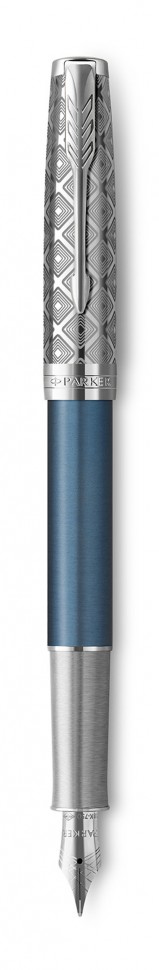 Ручка перьевая Parker Sonnet Premium F537 (2119743) Metal Blue CT F перо золото 18K подар.кор.