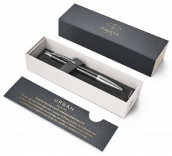 Ручка шариковая Parker Urban Premium K312 (1931615) Ebony Metal CT M синие чернила подар.кор.