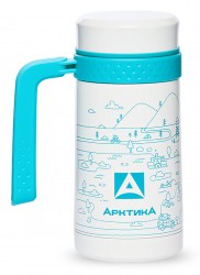 Термокружка для напитков Арктика 412-500 0.5л. белый/голубой картонная коробка (412-500/WHI)