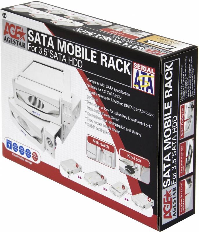 Сменный бокс для HDD AgeStar MR3-SATA(S)-1F SATA II пластик черный 3.5"