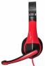 Наушники с микрофоном Оклик HS-M150 черный/красный 2м накладные оголовье (NO-003N)