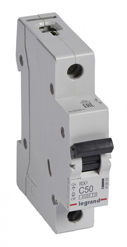 Выключатель автоматический Legrand RX3 419669 50A тип C 4.5kA 1П 230В 1мод