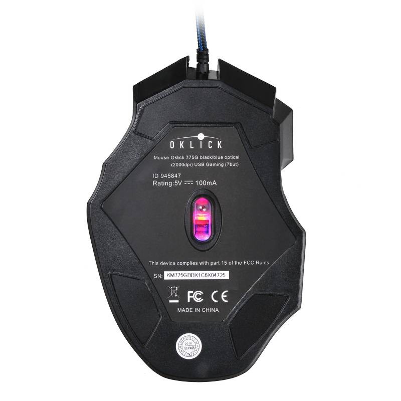 Мышь Оклик 775G Ice Claw черный/синий оптическая (2400dpi) USB (6but)